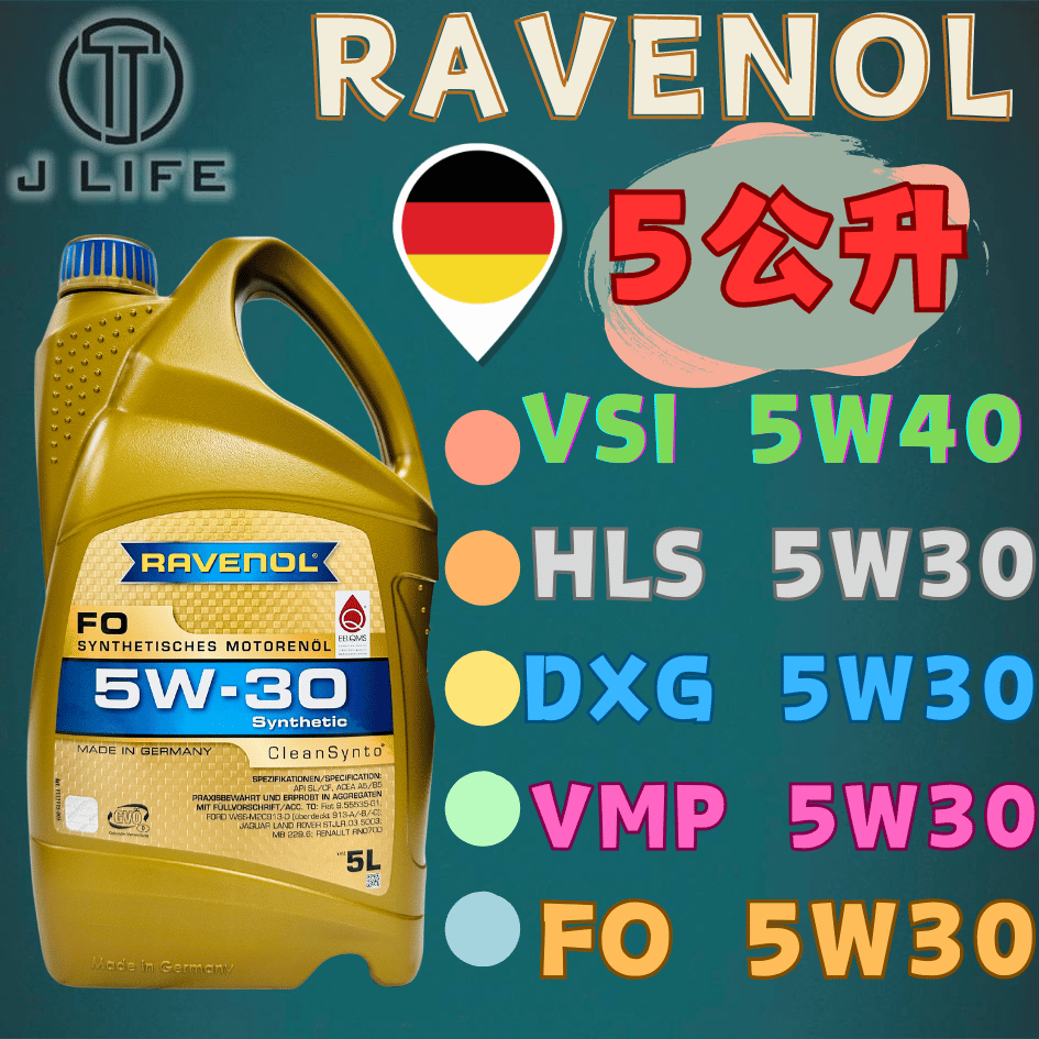 【現貨】快速出貨 RAVENOL HLS FO VSI DXG VMP  5W30  5W40  德國製 5L 平行輸入