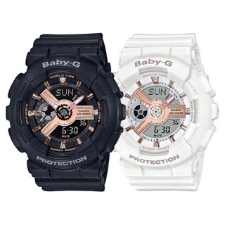 CASIO卡西歐 BABY-G 玫瑰金 雙顯 電子錶-黑／白 (BA-110XRG-1A／BA-110XRG-7A)