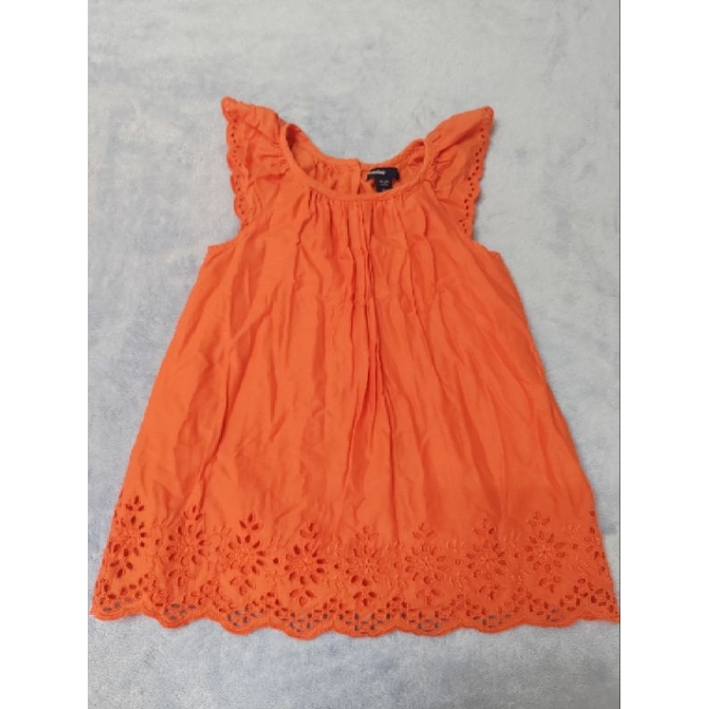 Gap - 亮橘色氣質雕花洋裝（18-24m）