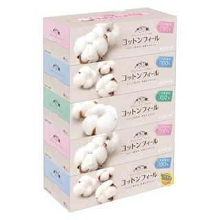 【JPGO】超取限2組~日本製 大王 elleair Cotton Feel 棉感盒裝面紙 150抽~5盒入