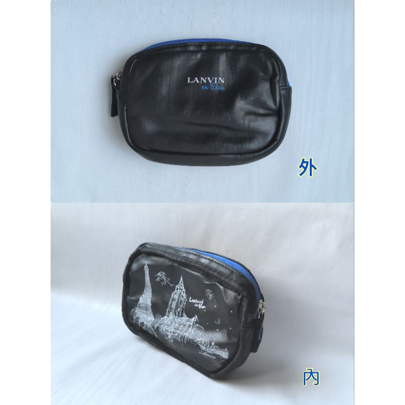 全新✨LANVIN en Bleu 黑色 皮革 雙面可用 化妝包 旅行隨身包 3C收納 相機包 日雜聯名款MonoMax