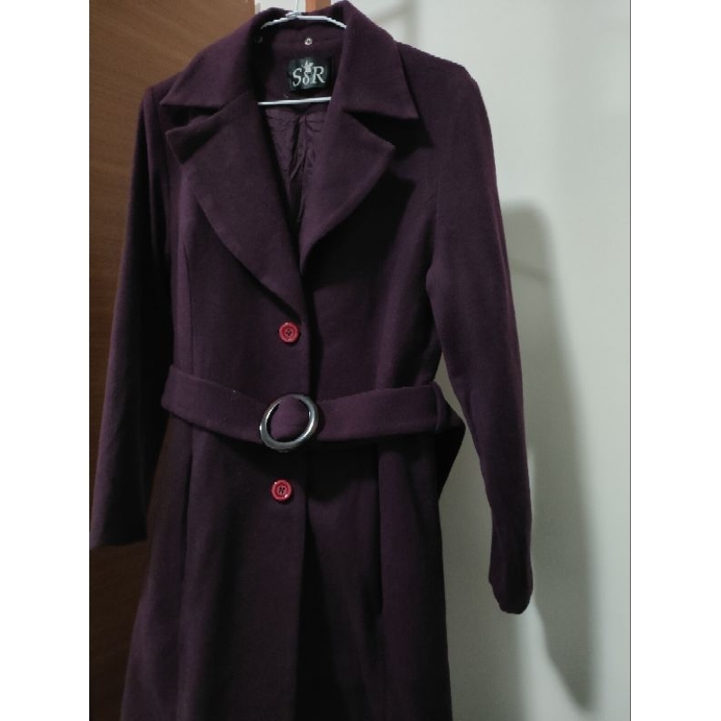 （換季出清）紫色羊毛超修身外套/大衣
