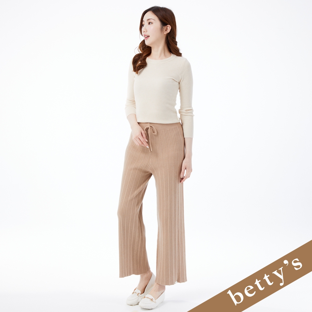 betty’s貝蒂思(25)腰鬆緊抽繩直條壓紋針織長褲(共二色)