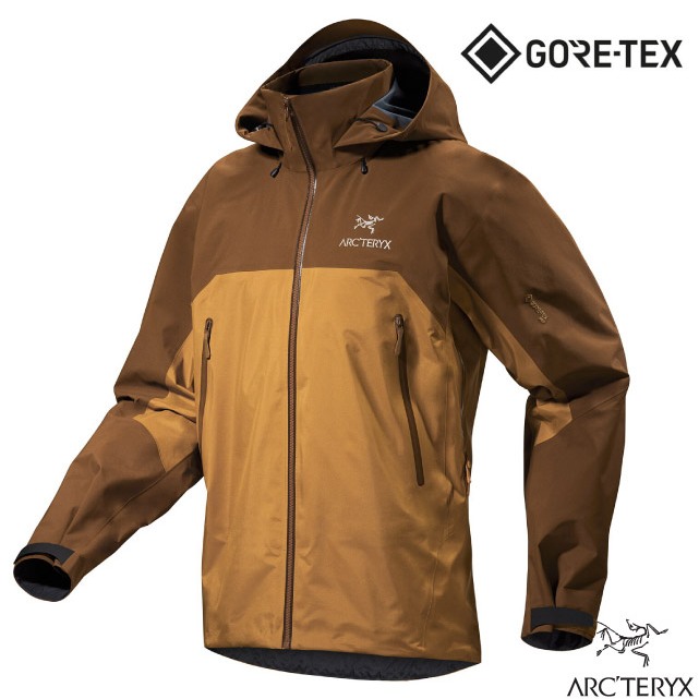 【ARCTERYX 始祖鳥】男 款防水透氣連帽外套 風雨衣/輕薄耐磨_遺跡褐/育空褐_X000007082