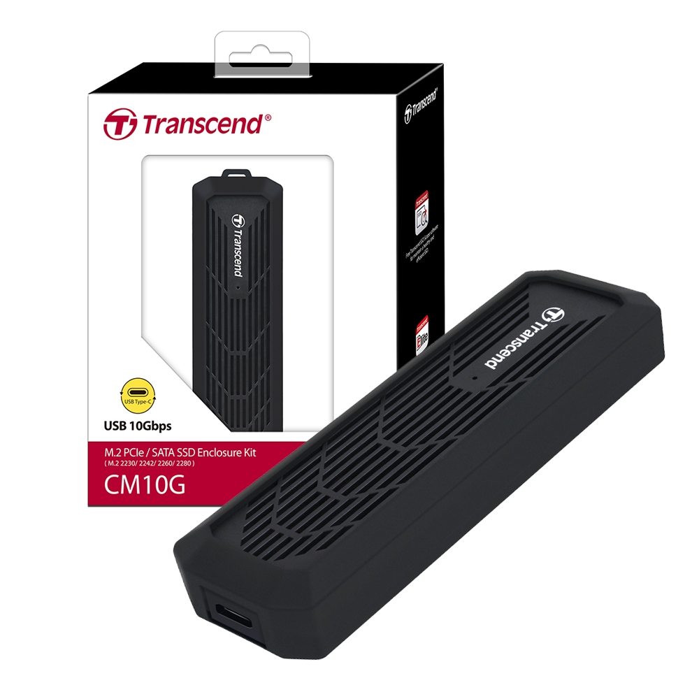 Transcend 創見 CM10G M.2 PCIe/SATA SSD 固態硬碟外接盒 免工具安裝 公司貨 兩年保固