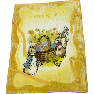 全新 彼得兔禮盒 Peter Rabbit 絨毯 幼兒/ 兒童毛毯 蓋毯 嬰兒背巾 米黃 90*120cm