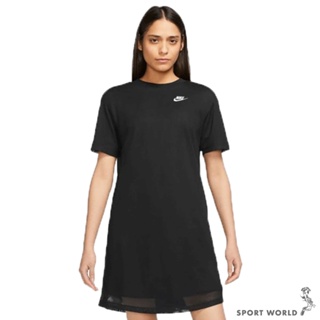 Nike 女裝 洋裝 長版短袖上衣 網狀 黑【運動世界】FB8342-010