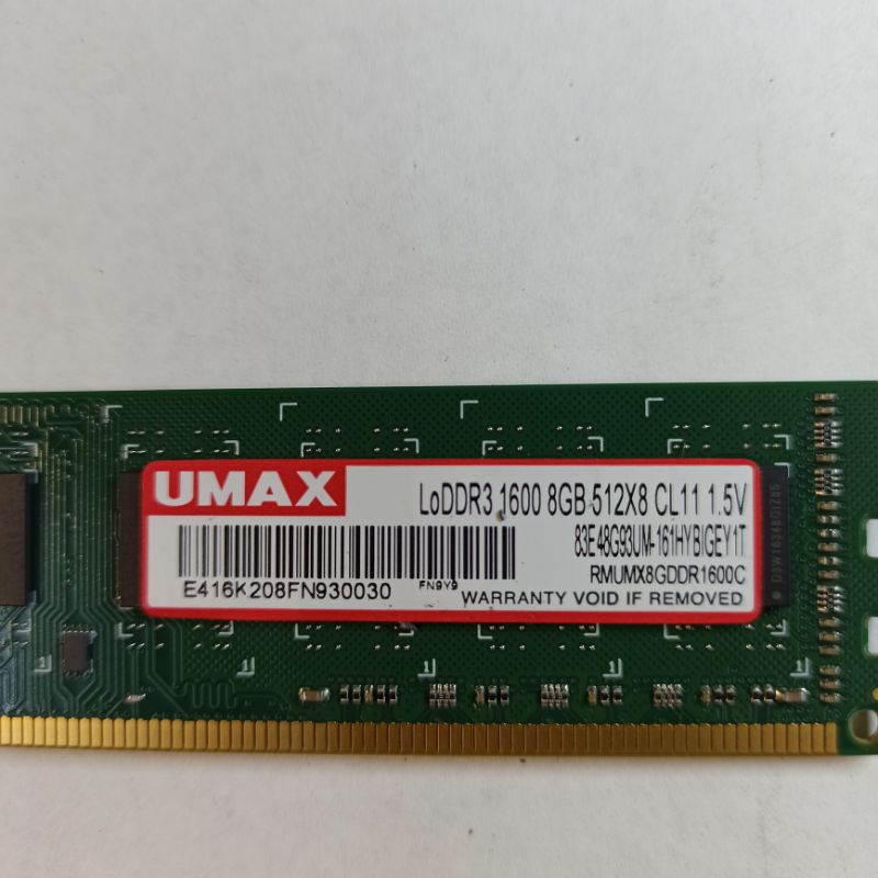 UMAX DDR3 8G 1600 桌機用記憶體
