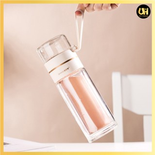 茶水分離玻璃瓶 玻璃水瓶 泡茶杯 400ml 茶水分離杯 玻璃瓶 【侯大叔廚房】臺灣現貨 代開發票