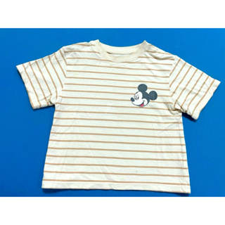 lativ baby kid 童裝 迪士尼系列聯名款 米奇米老鼠 圖案條紋短袖上衣 短T 90公分夏裝春夏季衣服 二手衣