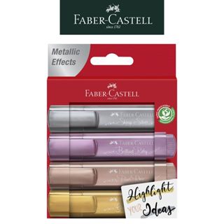 【Faber-Castell】扁頭金屬螢光筆四色入/金屬色系/彩繪筆/手帳筆記卡片製作 台灣輝柏