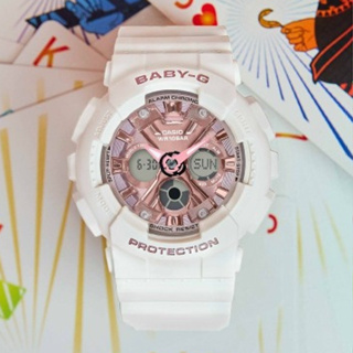 CASIO 卡西歐 BABY-G 雙顯手錶 BA-130-7A1-白x粉紅/46.3mm