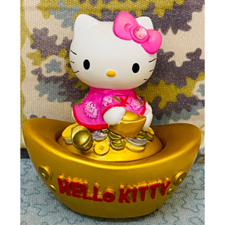 Hello Kitty 凱蒂貓 開運招財金元寶聚寶盆 擺飾 擺件 附水晶 生日禮物 新年禮物