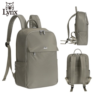 【Lynx】美國山貓防潑水尼龍布包 中型電腦後背包 多隔層機能收納/筆電保護袋-灰 LY38-2301-92