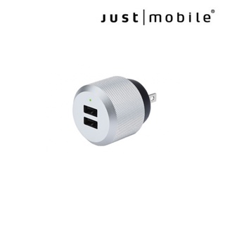 Just Mobile AluPlug™ 鋁質USB雙埠智慧充電器銀 雙USB iPhone 充電器 豆腐頭