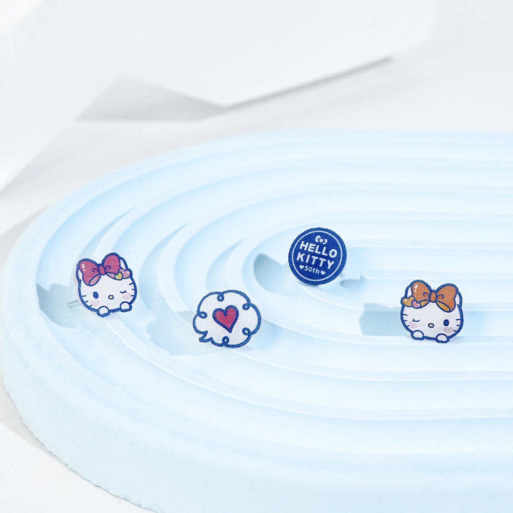 STORY故事銀飾-Hello Kitty 50週年-凱蒂貓造型耳環組-經典款