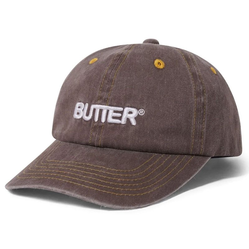 BUTTER GOODS E11213 ROUNDED LOGO 6 PANEL CAP 老帽 棒球帽 (水洗咖啡色)