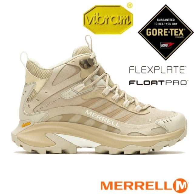 【MERRELL】送》女  款多功能防水透氣中筒登山健行鞋 GORE-TEX 登山鞋_卡其_ML037830