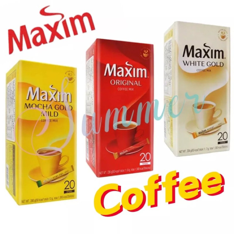 🌸Summer🌸 現貨.刷卡✅韓國 MAXIM 原味咖啡 摩卡咖啡 白金咖啡 三合一 20入