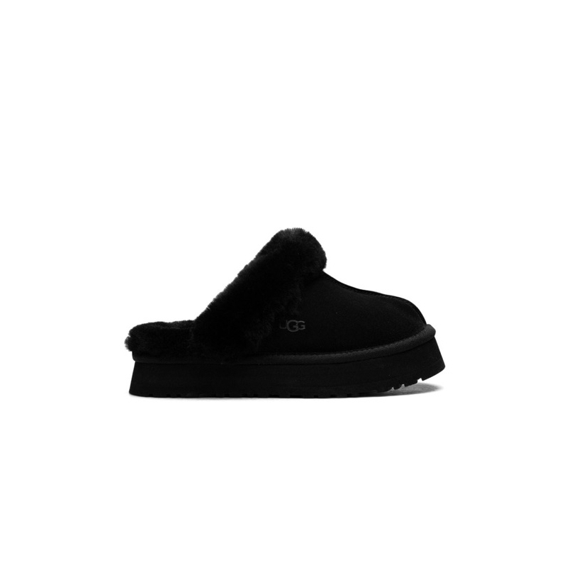 《二手》UGG Disquette-穆勒鞋 黑色厚底雪靴毛毛拖鞋 39號