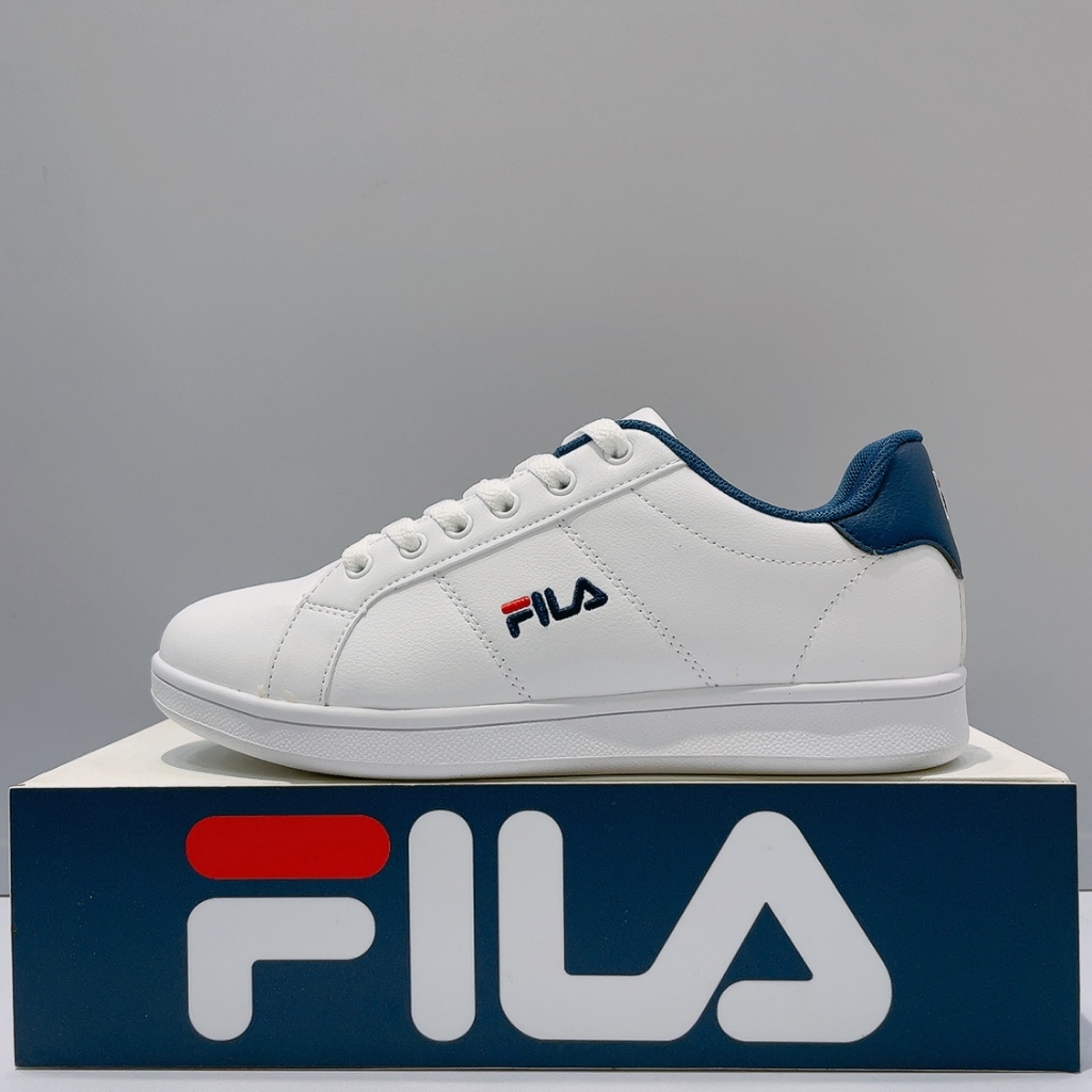 FILA 女生 白藍色 皮革 舒適 小白鞋 運動 休閒鞋 5-C323Y-133