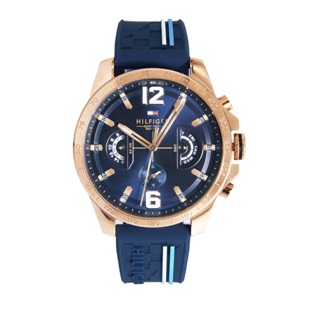 Tommy Hilfiger l 玫瑰金殼 藍面多功能標示 藍色矽膠錶帶1791474