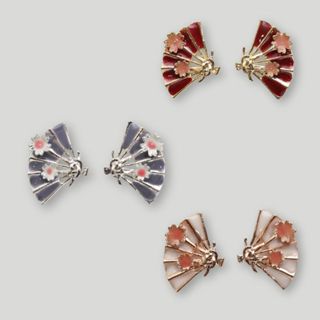 | OSEWAYA 櫻花系列 | 櫻花扇 耳環 日本製 低敏耳環 純鈦耳針