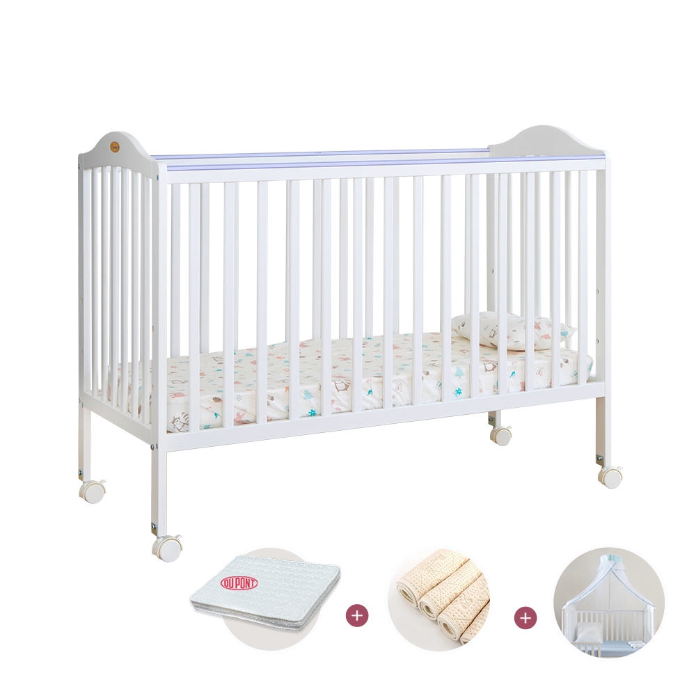 【i-Smart】卡莉絲嬰兒床＋杜邦防蹣透氣墊+尿墊+蚊帳(超值四件組) 商城旗艦館