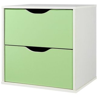 A-#1432:魔術方塊雙抽收納櫃 -(綠色)/ 個 特價