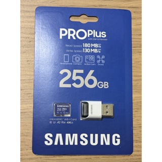 SAMSUNG 三星 PRO Plus microSDXC UHS-I U3 A2 V30 256GB 記憶卡 讀卡機
