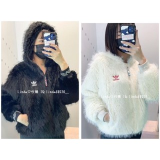Linda❤️代購 Adidas 女裝 連帽外套 人造毛皮 CNY 新年 龍年 白IX4225 黑 IX4226
