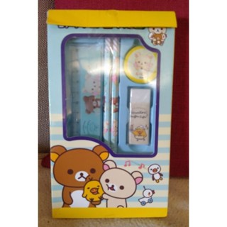 【現貨】 韓版 Rilakkuma 牛奶熊 拉拉熊 懶懶熊 小黃雞 兒童文具組 5件組 尺 橡皮擦 鉛筆 玩具組合套裝