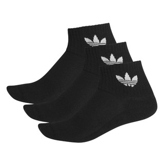 Adidas 襪子 Mid Ankle Socks 男女款 低筒襪 三葉草 愛迪達 3雙入 黑色 FM0643