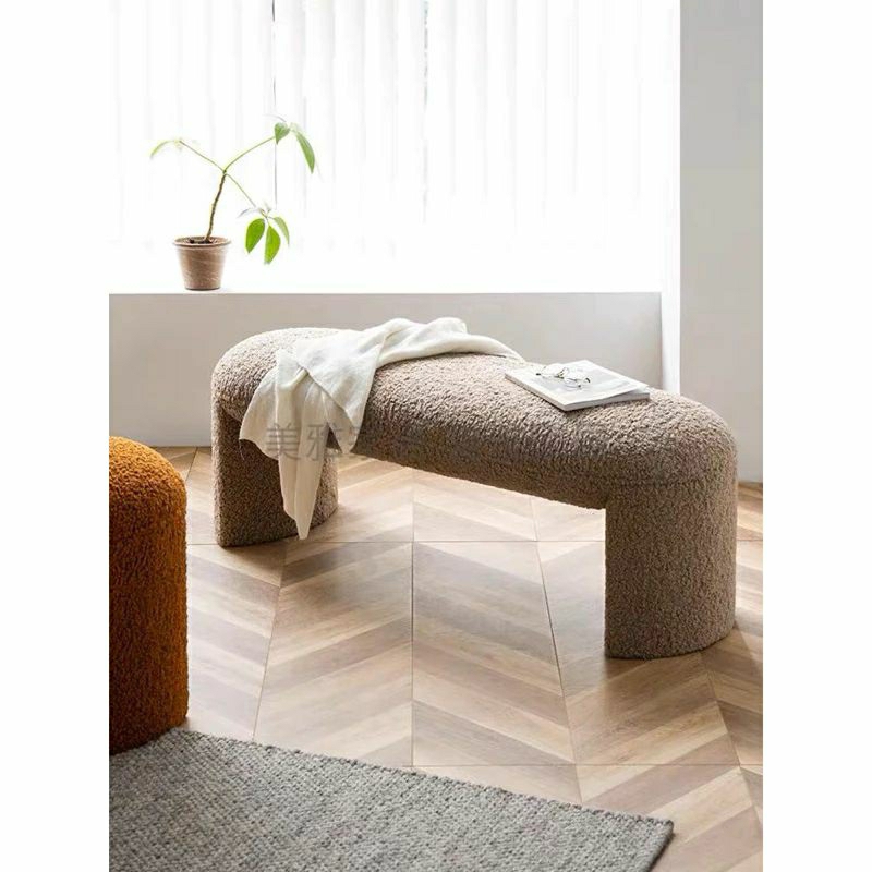 🚚免費配送到府🚚 北歐創意換鞋凳現代簡約裝飾家用客廳羊羔絨沙發凳子
