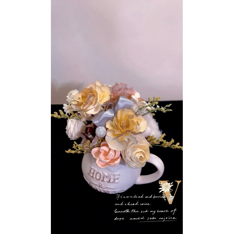 【薇朵VEDO手作坊】陶瓷花器-復古茶壺造型🌼乾燥花🌼永生花🌼居家擺飾🌼交換禮物🌼可客製化，專屬您的手藝品