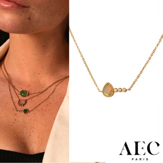 AEC PARIS 巴黎品牌 白鑽拉長石項鍊 優雅金項鍊 CHAIN NECKLACE TYCHE