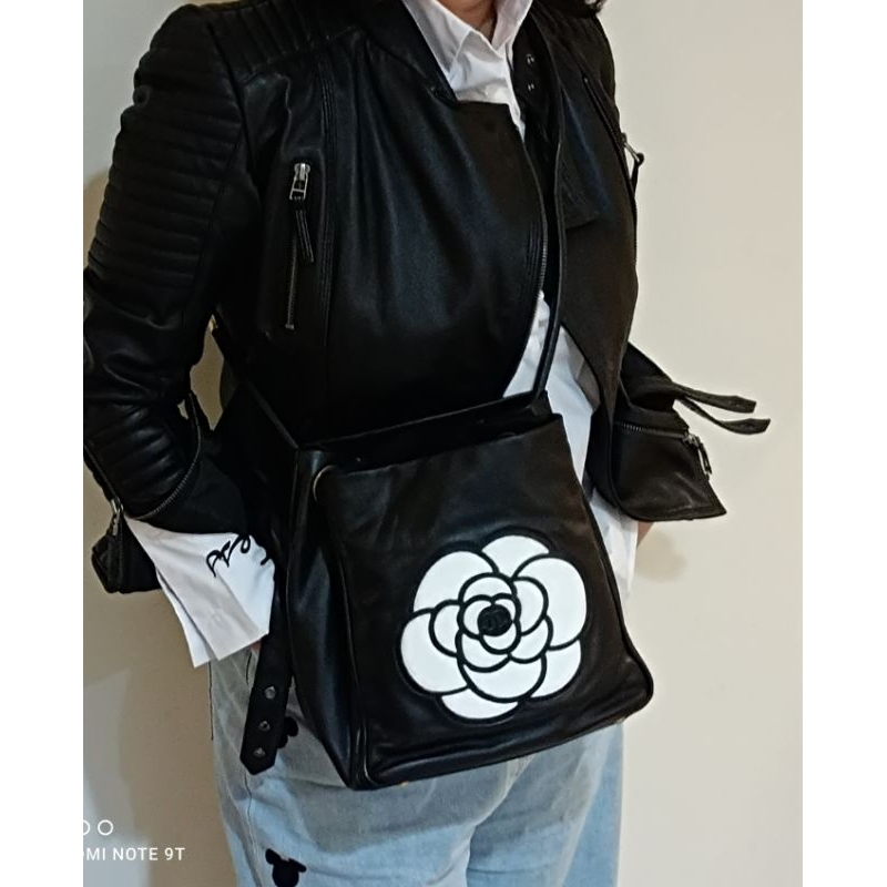 Chanel vintage 黑色小羊皮大logo雙面肩背斜背包🔥賣場88折券可使用🔥