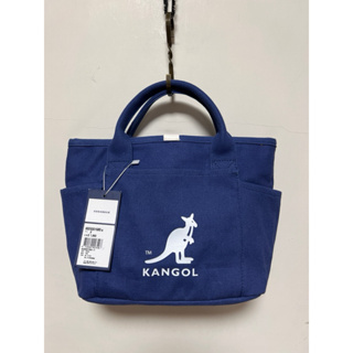 KANGOL藍色帆布多口袋手提包/側背包/斜背包