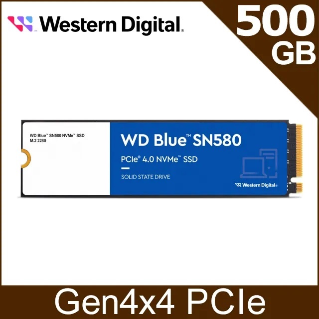 【前衛】WD 威騰 藍標 SN580 500G M.2 PCIe (WDS500G3B0E) 5年保固態硬碟