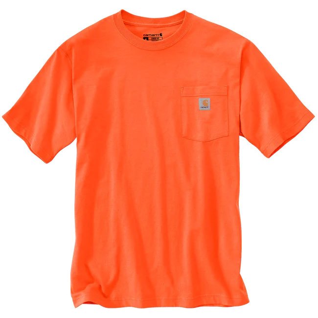 CARHARTT 美版 K87 BOG POCKET TEE 6.75oz 重磅口袋 短T (BOG 亮橘色) 化學原宿