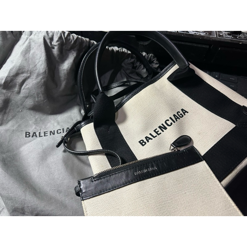 Balenciaga NAVY CABAS帆布二用包/子母包_XS(米白/黑)