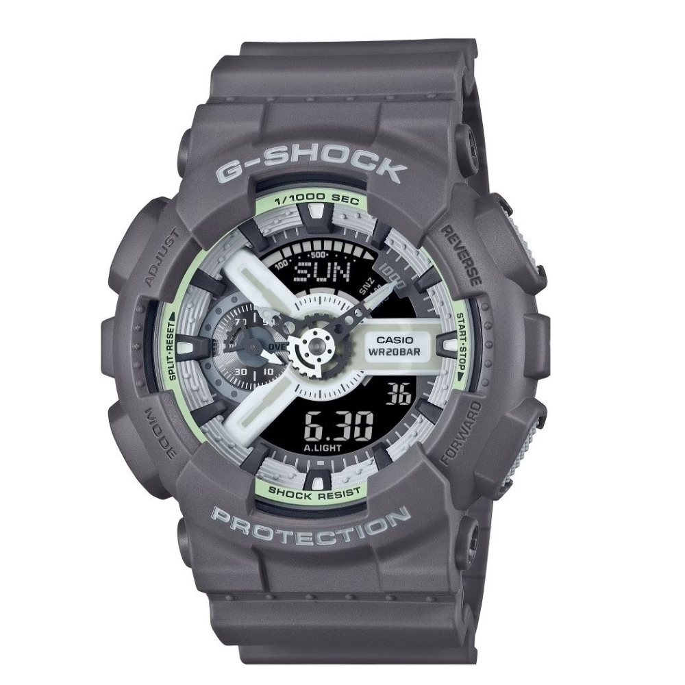 CASIO 卡西歐 G-SHOCK系列 酷炫設計  雙顯手錶 -黑暗灰 GA-110HD-8A