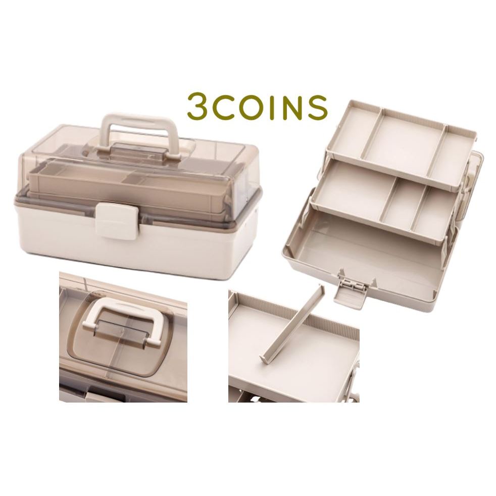 現貨 日本 3COINS 奶茶色 醫藥箱 收納盒 工具箱
