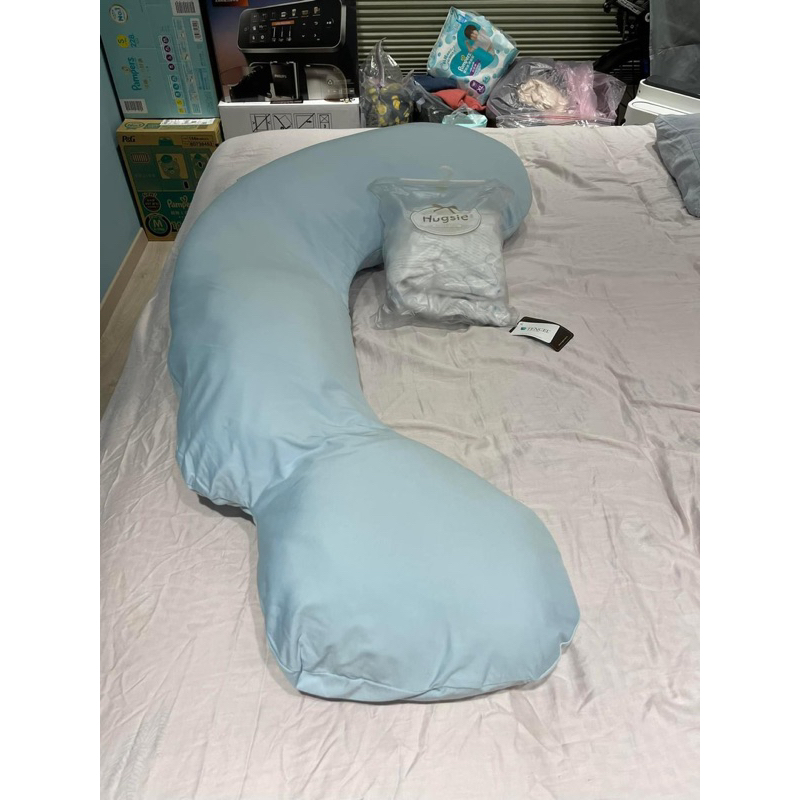 二手 Hugsie 美國棉純棉孕婦枕防蟎款（孕婦枕、月亮枕、哺乳枕）