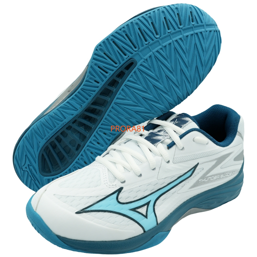 Mizuno V1GA 白X水藍 THUNDER BLANDE Z 排球鞋【有12、13號】334M 免運費加贈排球襪