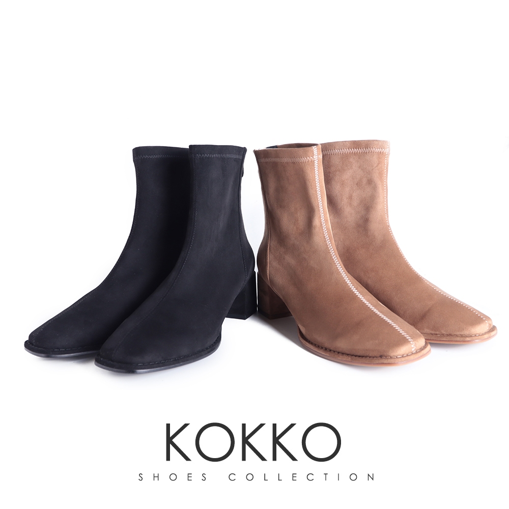 KOKKO簡約素面彈力麂皮短靴