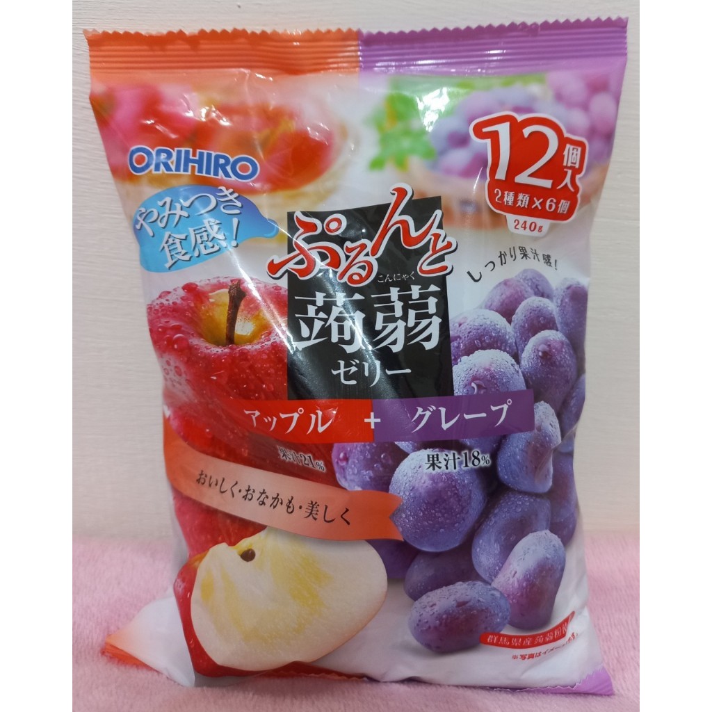 便宜賣 &lt;即期商品&gt; ORIHIRO 雙口味蒟蒻果凍 &lt; 蘋果 + 葡萄 &gt; 果凍 240g