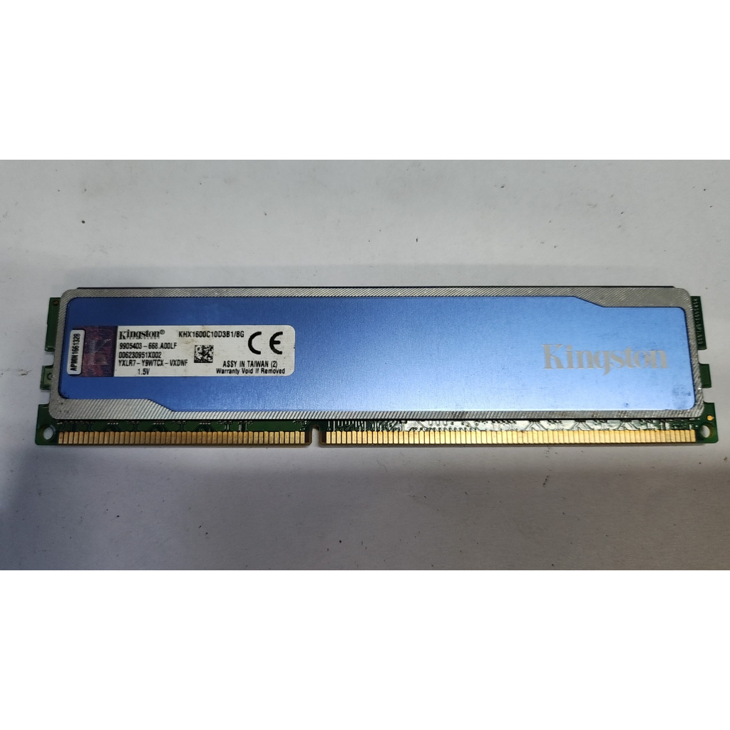 含稅 終保 金士頓 DDR3 1600 8Gb 散熱片裝 KHX1600C10D3B1/8G  02R195