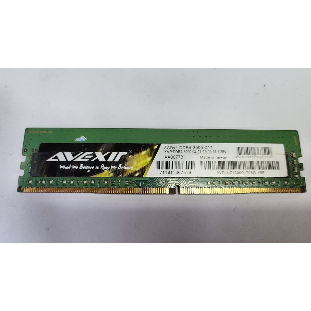 含稅 AVEXIR DDR4 3000 8GB 8G 單面顆粒 保固1個月 02R506