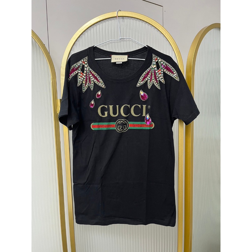 Gucci 黑色長版 t-shirt